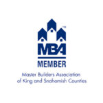 Logo of the Master Builders Association of King and Snohomish Counties. It features stylized blue buildings and the text MBA MEMBER below them.