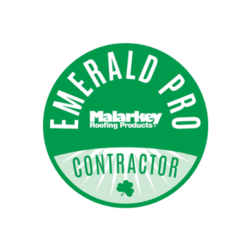 badge with the words EMERALD PRO CONTRACTOR for Malarkey Roofing Products
