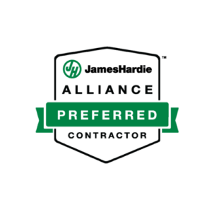 James Hardie Alliance Preferred Contractors logo featuring a green ribbon with the word Preferred across it.