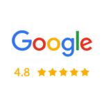 Google Reviews graphic showing the Google logo, the word Reviews, and a 4.8 out of 5 rating with five yellow stars.