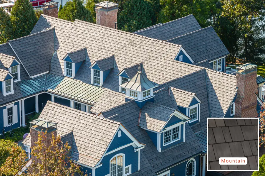 roof replacement in style Dormer by Davinci select shake in color moutain