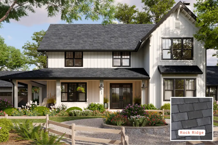 roof installation with DaVinci Single width slate in color rock ridge