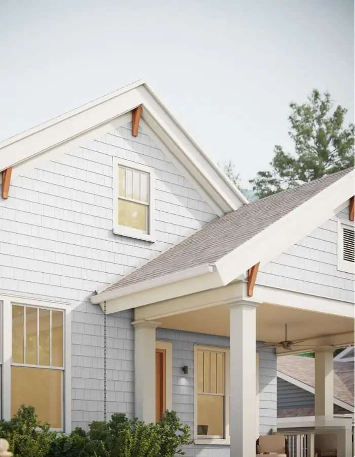 James Hardie siding replacement by Landmark Roofing & Siding in the shingle style