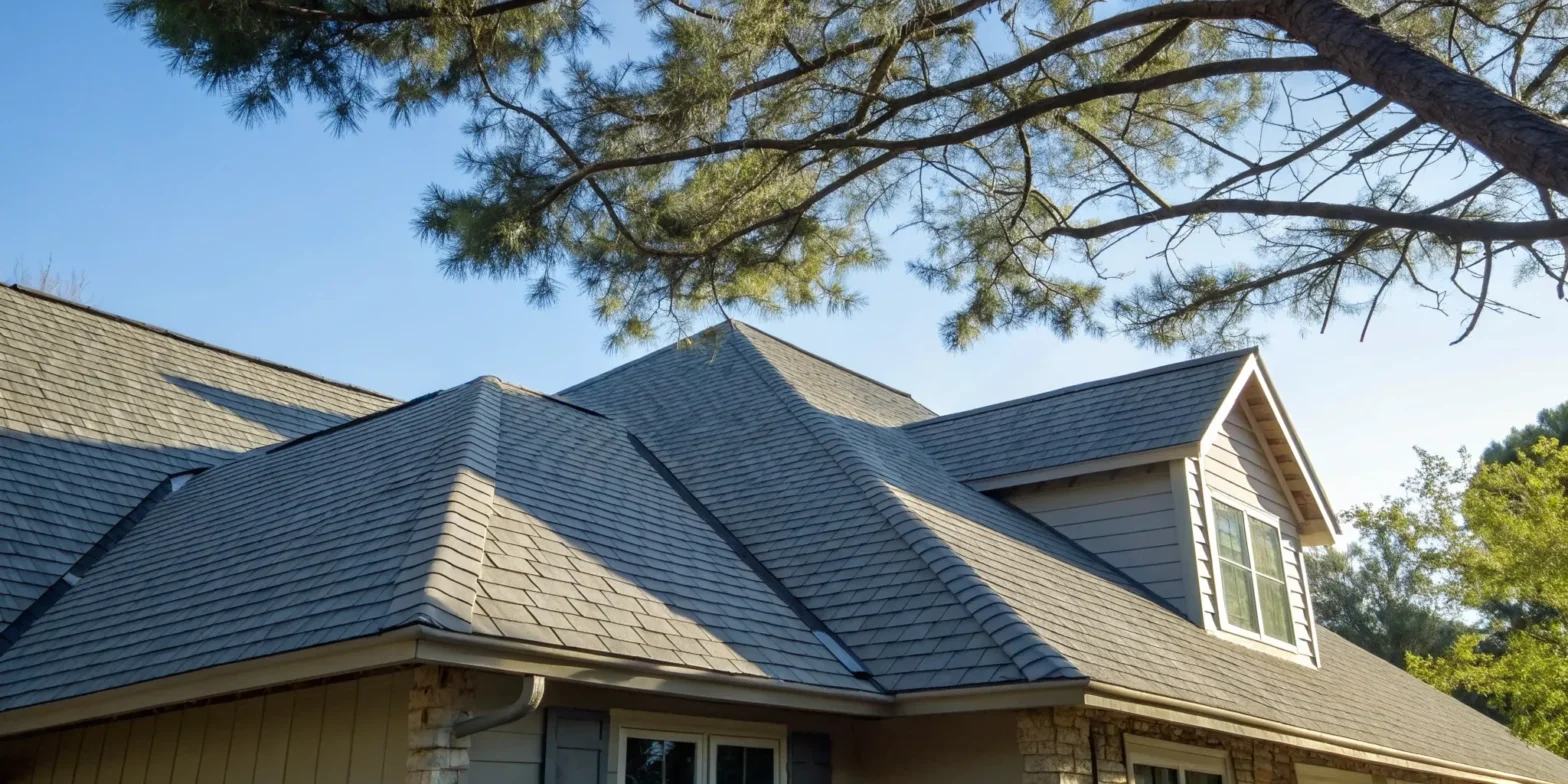 The average cost for a new roof on a home with new asphalt shingles.