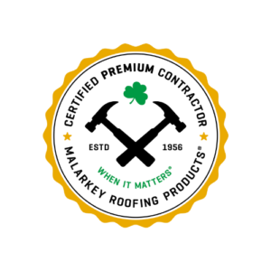 Malarkey premium contractor certification badge with gold rim