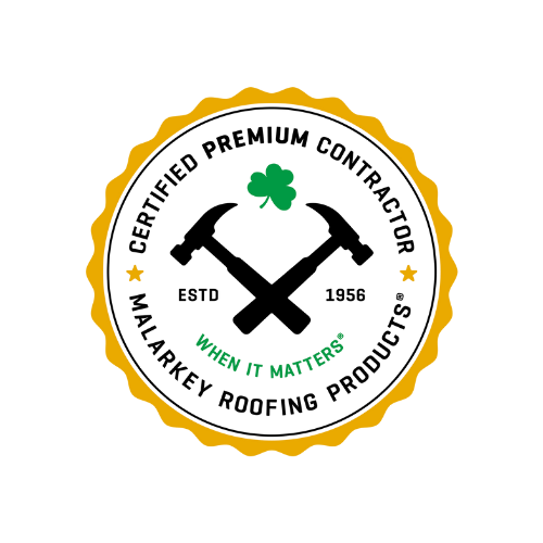 Malarkey premium contractor certification badge with gold rim