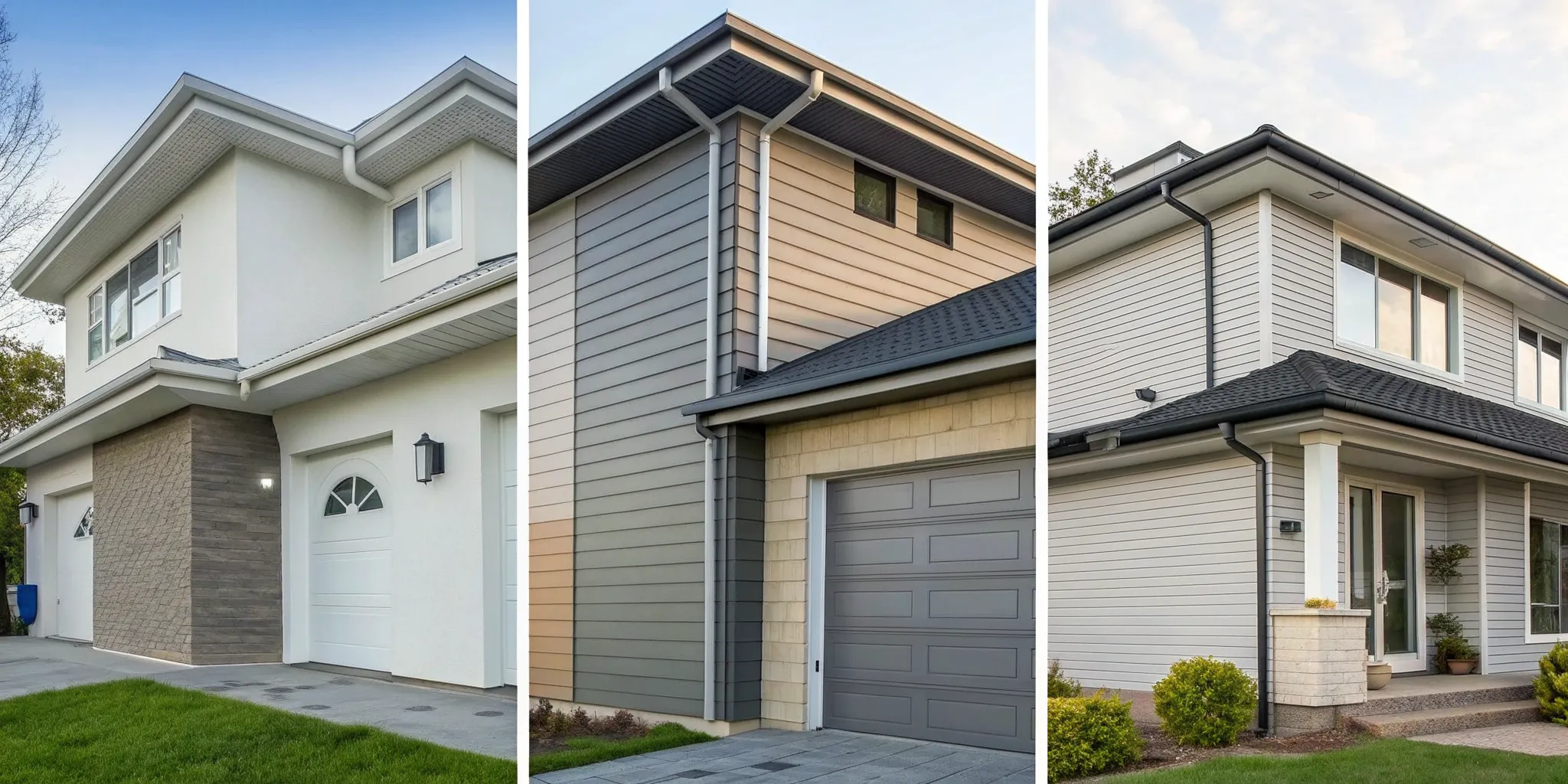 A guide to house siding repair with examples of three different siding types.