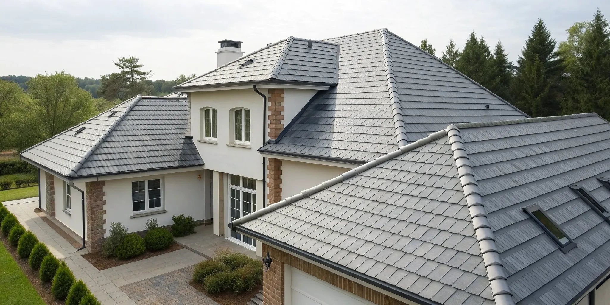 A residential roof after a successful roof repair project.