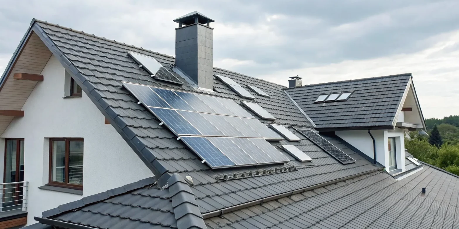 New roof on a modern home, a primary factor in the total replacement cost.