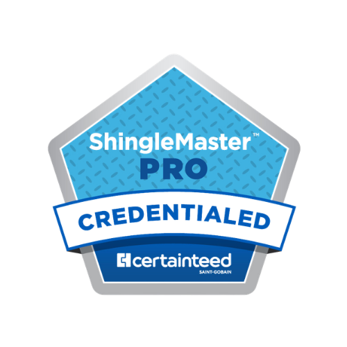 shingle master pro credential badge for landmark roofing and siding