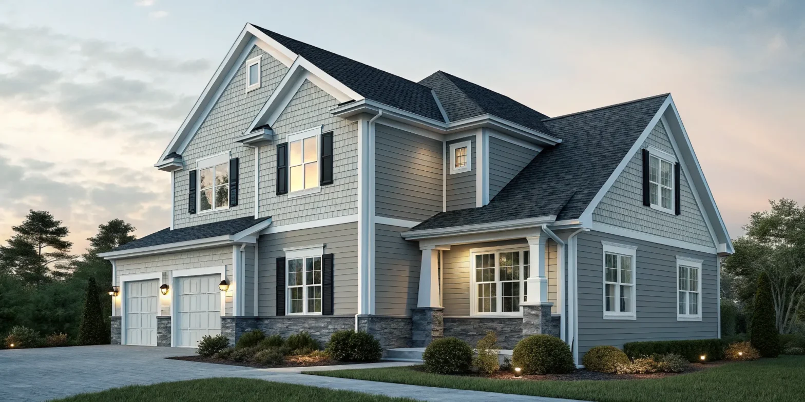 Calculating the cost of siding for a modern house with gray siding.