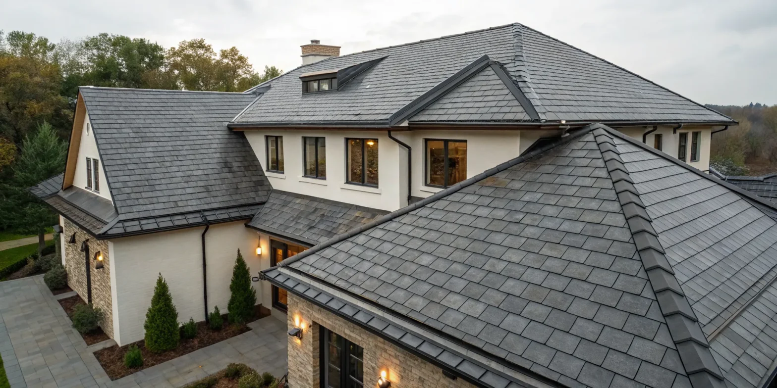 A home with a DaVinci slate roof, a key factor in the total installation cost.