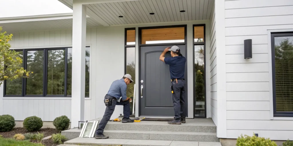 The labor cost to replace an exterior door on a residential home.