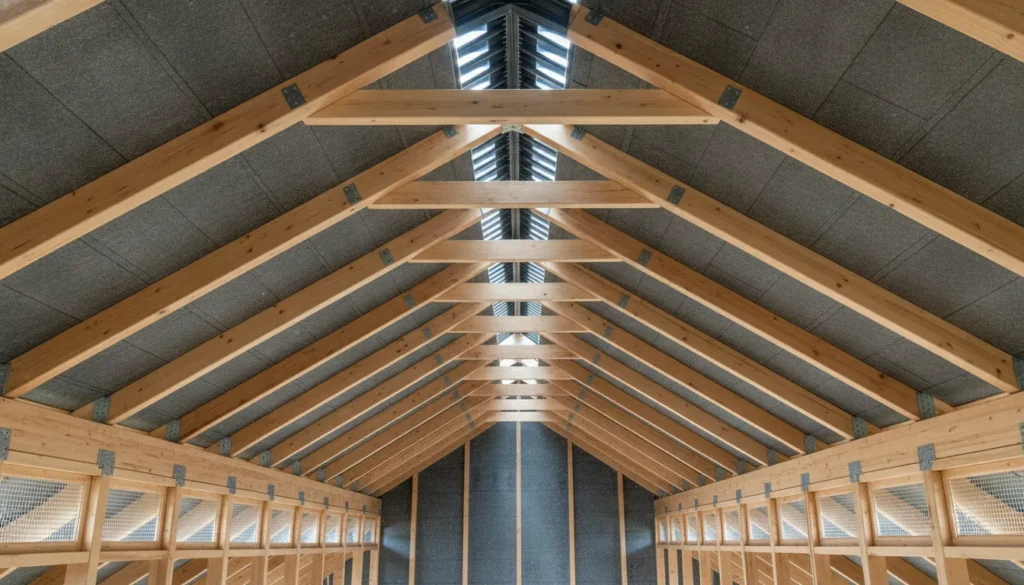 Attic ventilation system with soffit vents and ridge vent