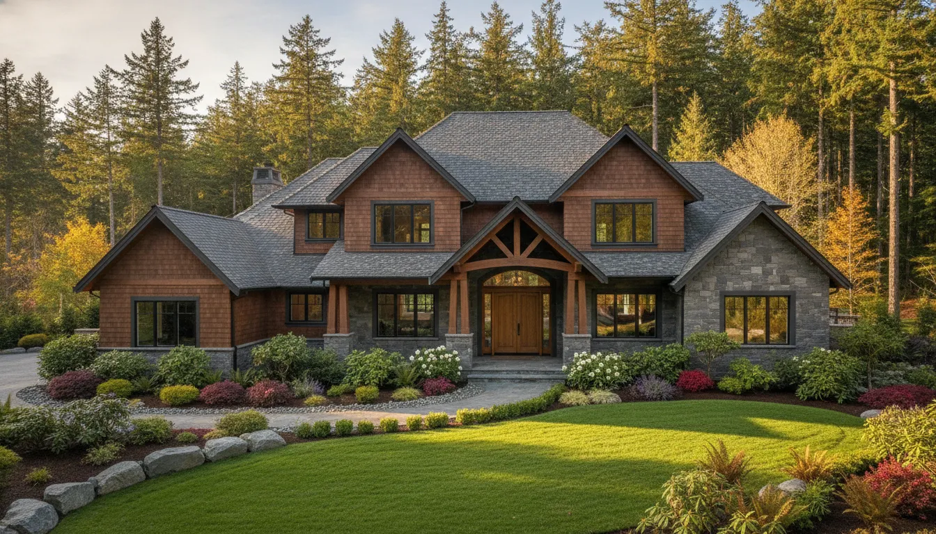 Home with a synthetic slate roof in the Pacific Northwest